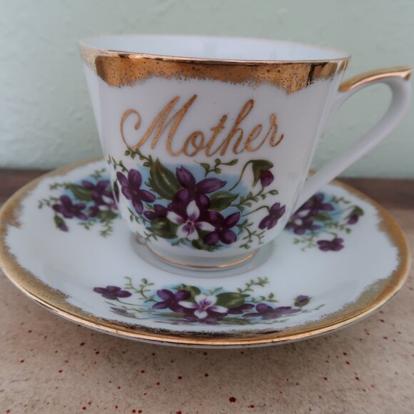 Vintage Norcrest Mother Hand-Painted Cup Saucer Plate Set - Picture 5 of 12